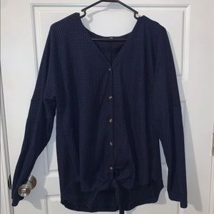 Waffleknit knotted sweater